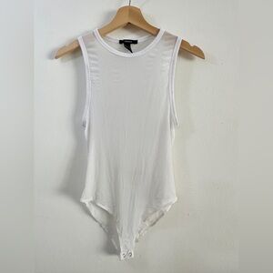 FOREVER 21 Fine White Mesh Sleeveless Bodysuit SIZE SMALL 2 4 Breathable Sheer